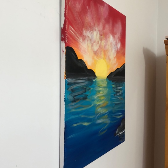 Hand painted sunset acrylic painting - Picture 3 of 3